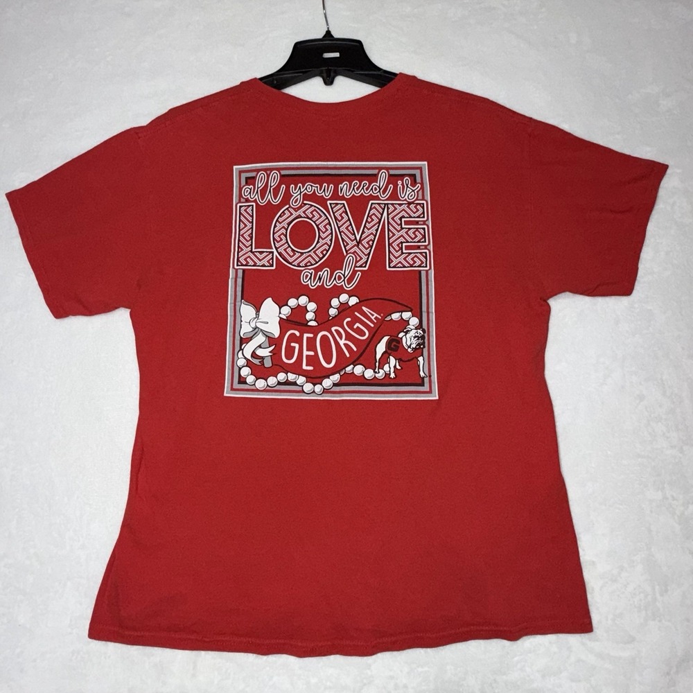 Georgia Bulldogs Shirt T-Shirt Women's Size Large XL Red Georgia Pearls UGA